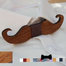 Papillon Moustache in legno colorato da personalizzare made in France