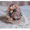 Anello bohémien ricamato con cristalli Swarovski, sfaccettature e perline Miyuki