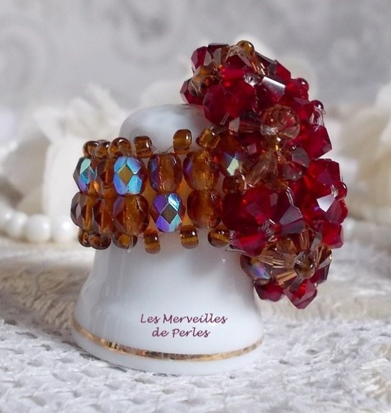 Anello Papavero con sfaccettature di cristallo Swarovski e filatori