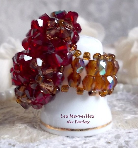 Anello Papavero con sfaccettature di cristallo Swarovski e filatori