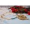 Pendente Haute-Couture Sunflower Gold ricamato con perline placcate oro 24 carati, opale del Madagascar e cristalli Swarovski.