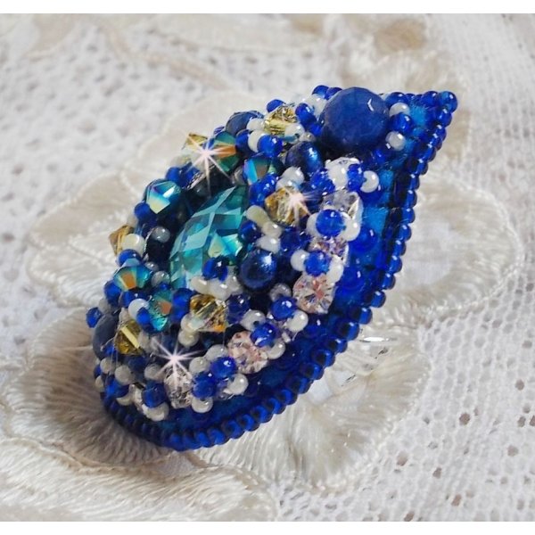 Anello Blue Palace, un design autentico con perline blu e cristalli Swarovski