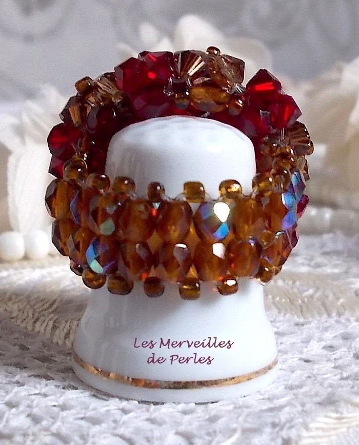 Anello Papavero con sfaccettature di cristallo Swarovski e filatori