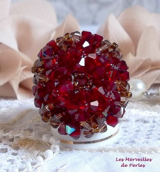Anello Papavero con sfaccettature di cristallo Swarovski e filatori