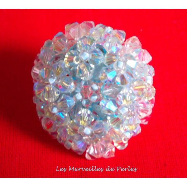 Anello Crystal Blue con sfaccettature di cristallo Swarovski e filatoi