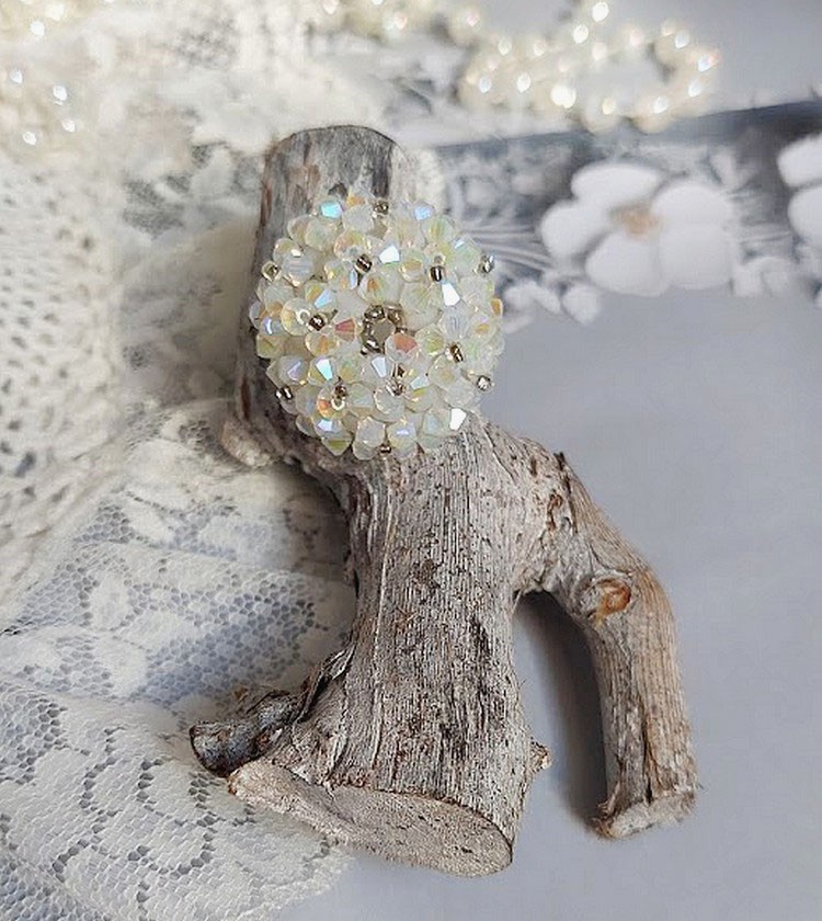 Anello di cristallo con sfaccettature di cristallo Swarovski e filatori