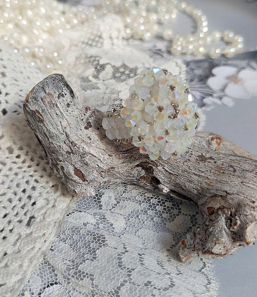 Anello di cristallo con sfaccettature di cristallo Swarovski e filatori