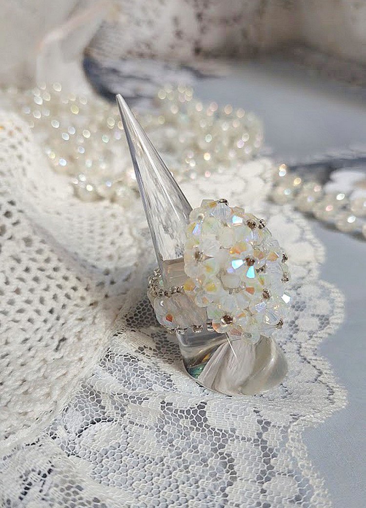 Anello di cristallo con sfaccettature di cristallo Swarovski e filatori