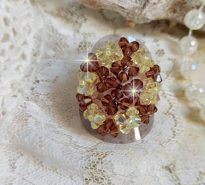 Anello a stella con sfaccettature di cristallo Swarovski e filatori