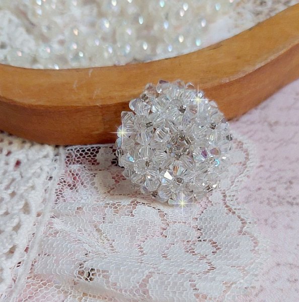 Anello Flock con sfaccettature e trottole in cristallo Swarovski