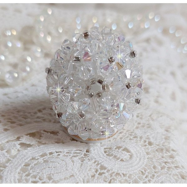 Anello Flock con sfaccettature e trottole in cristallo Swarovski