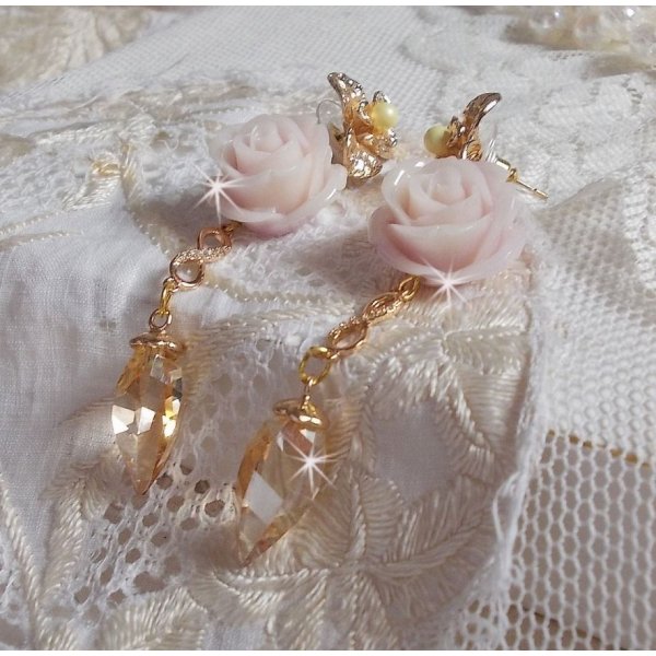 Bell'issim Violet Pink BO placcato oro con cristalli Swarovski e Zirconi