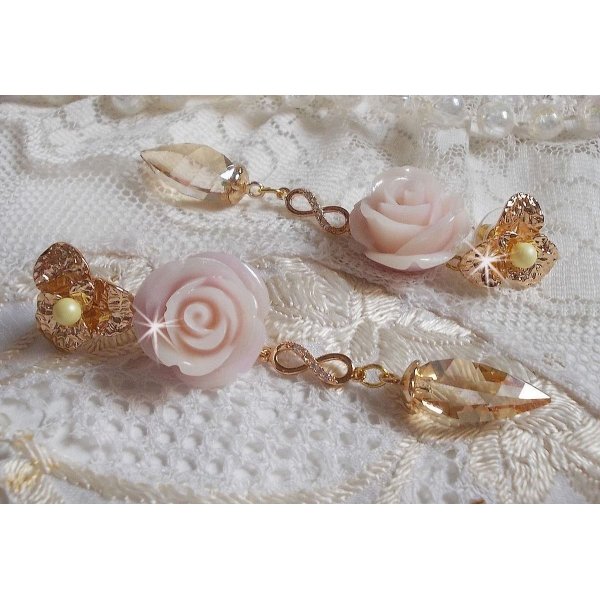 Bell'issim Violet Pink BO placcato oro con cristalli Swarovski e Zirconi