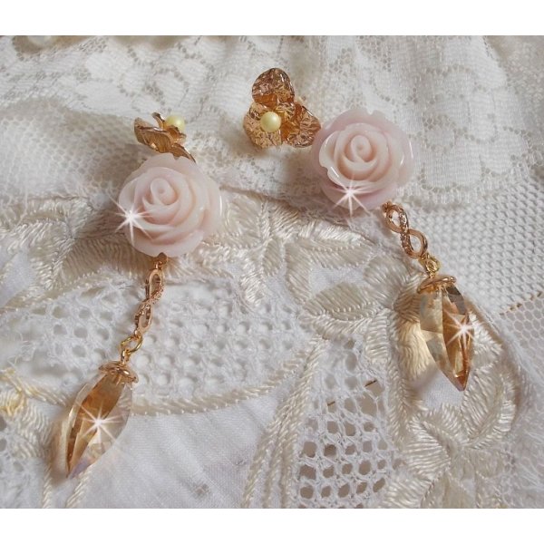 Bell'issim Violet Pink BO placcato oro con cristalli Swarovski e Zirconi