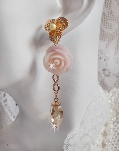 Bell'issim Violet Pink BO placcato oro con cristalli Swarovski e Zirconi