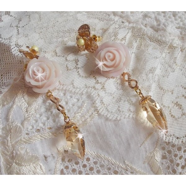 Bell'issim Violet Pink BO placcato oro con cristalli Swarovski e Zirconi