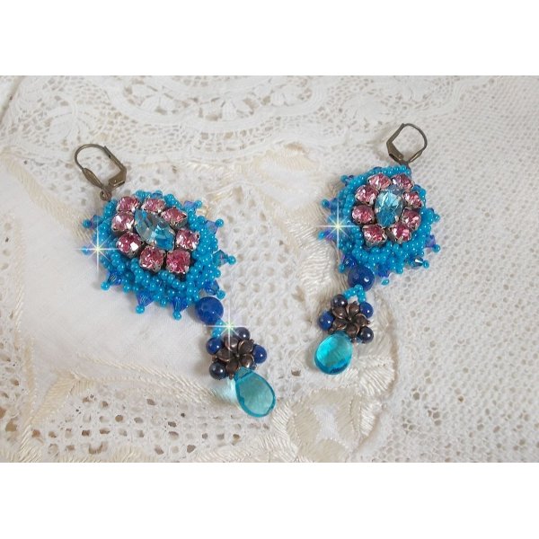 BO Belle Epoque ricamato con cristalli Swarovski, perline di metallo, perle rotonde e perline di seme