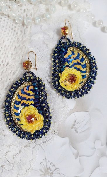 BO Cara Royal Soleil brod&eacute;es avec perles verres, sequins, rocailles et perles Cristal Swarovski