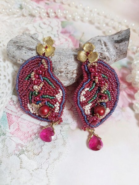 BO Enchantement d'Automne ricamato con cristalli Swarovski, perle e semi di perline