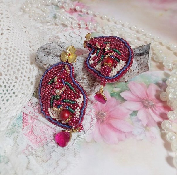 BO Enchantement d'Automne ricamato con cristalli Swarovski, perle e semi di perline