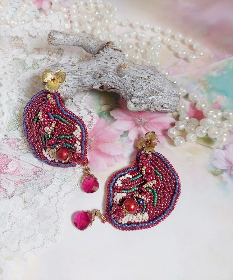 BO Enchantement d'Automne ricamato con cristalli Swarovski, perle e semi di perline