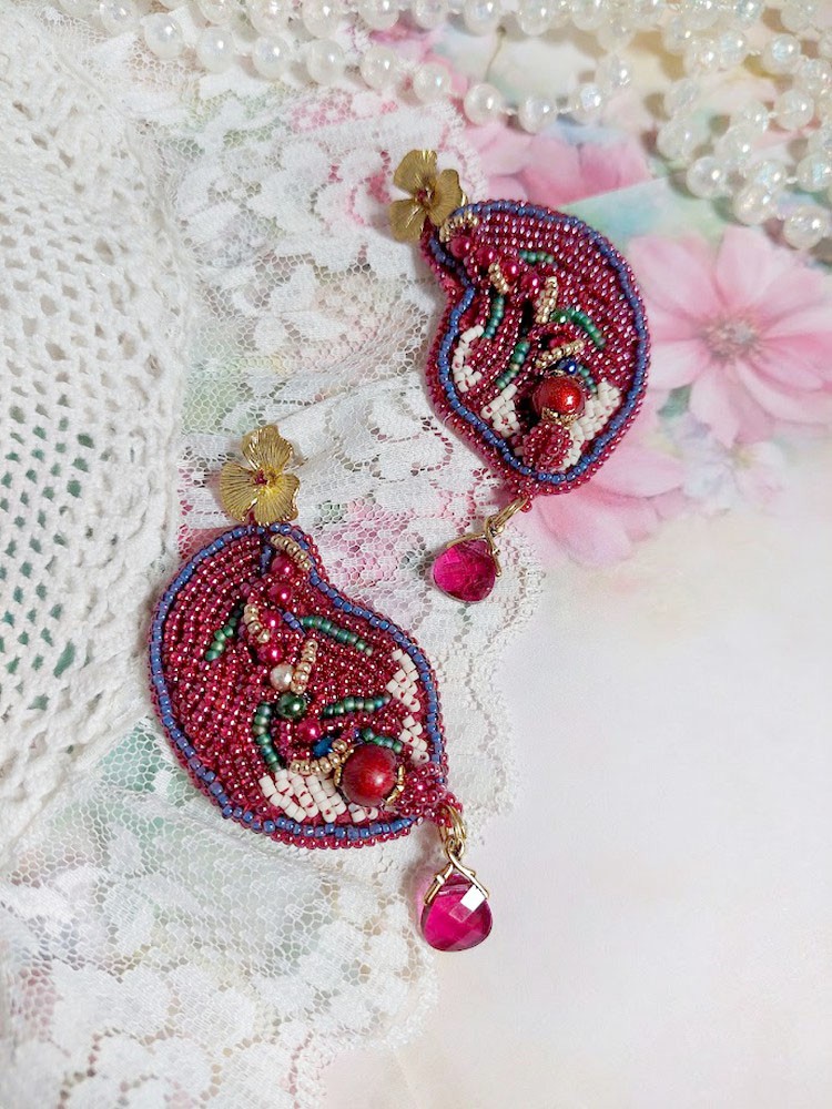 BO Enchantement d'Automne ricamato con cristalli Swarovski, perle e semi di perline