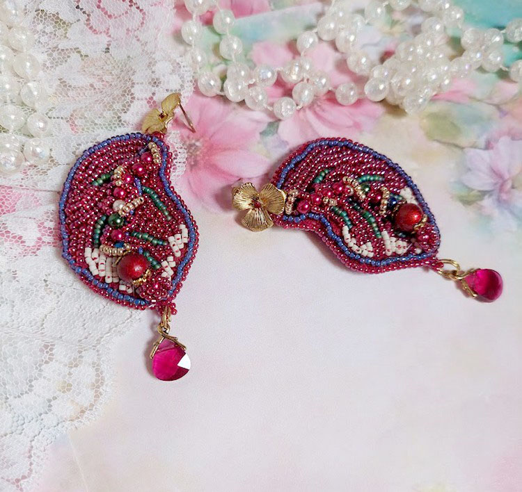 BO Enchantement d'Automne ricamato con cristalli Swarovski, perle e semi di perline