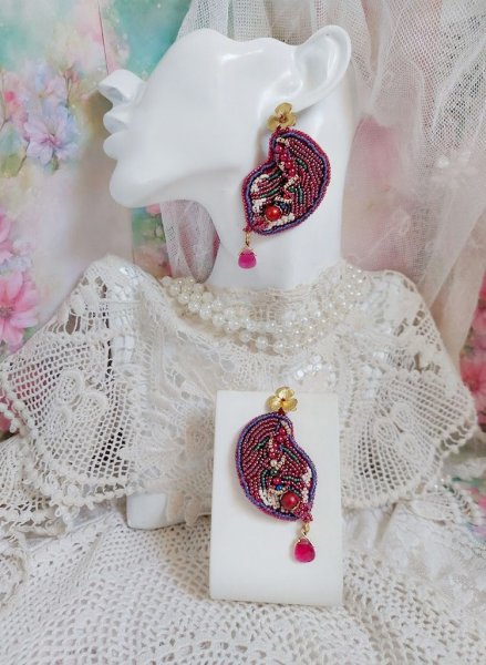 BO Enchantement d'Automne ricamato con cristalli Swarovski, perle e semi di perline