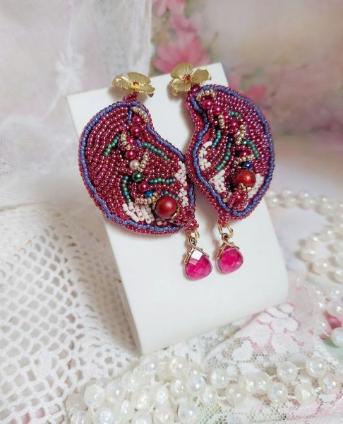 BO Enchantement d'Automne ricamato con cristalli Swarovski, perle e semi di perline