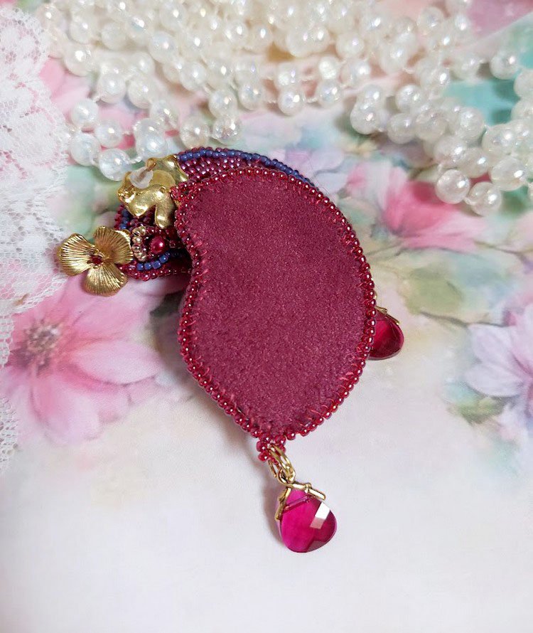 BO Enchantement d'Automne ricamato con cristalli Swarovski, perle e semi di perline