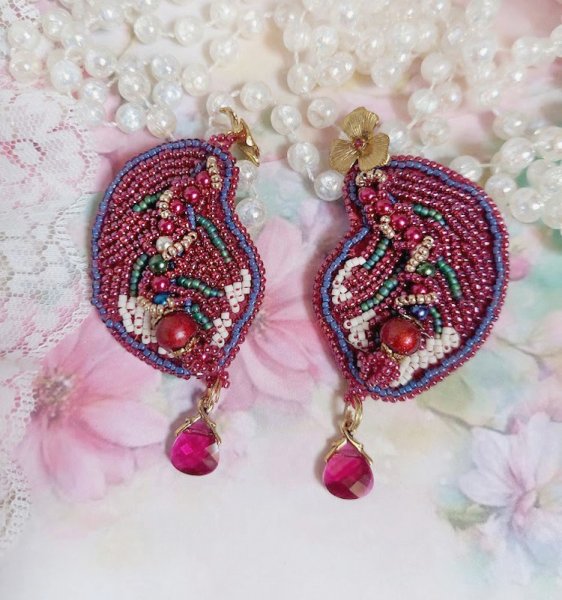 BO Enchantement d'Automne ricamato con cristalli Swarovski, perle e semi di perline