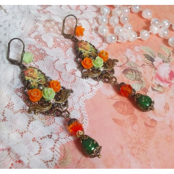 Zucca BO Fairy Aloes creata con cabochon di vetro d'ingrandimento, rose di resina e cristalli