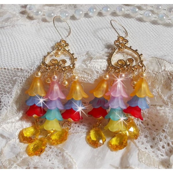 Fiori da giardino BO con cristalli Swarovski e fiori in lucite di diversi colori