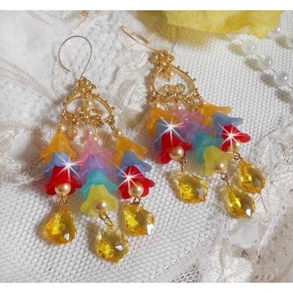 Fiori da giardino BO con cristalli Swarovski e fiori in lucite di diversi colori