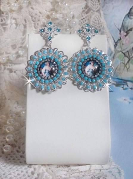 BO Moment de D&eacute;tente creato con cabochon di lente d'ingrandimento Vintage Dames, cristalli Swarovski, timbri e perline di vetro