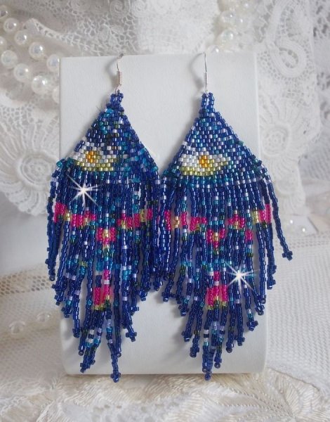 BO Ninfee create con piantine Miyuki e Toho in blu, rosa, bianco, giallo, arancio e verde