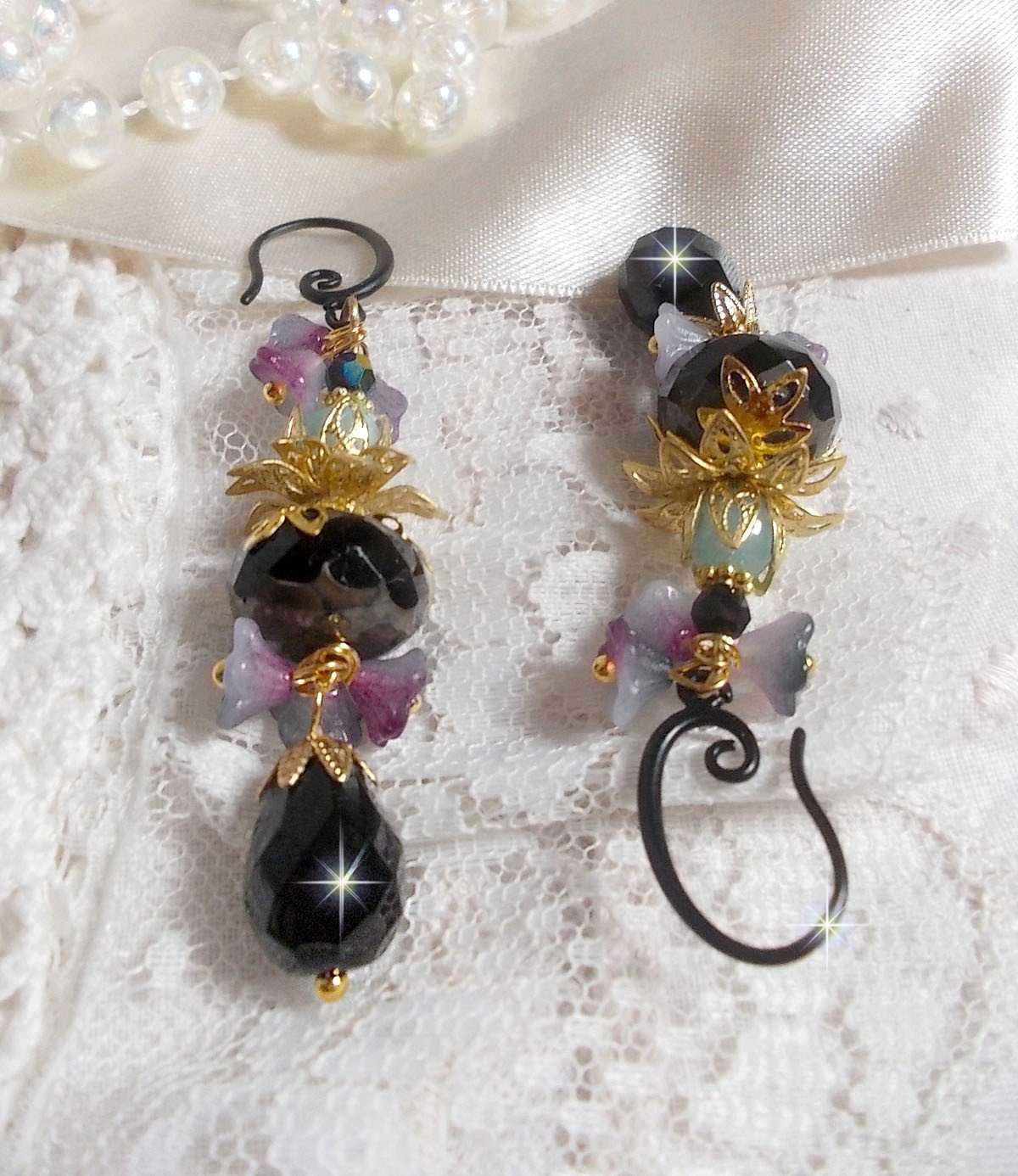 BO Paris et Ritournelles mont&eacute;es avec perles cristal, perles verre et pierres de gemme