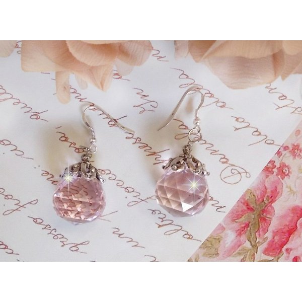 BO Rose Iris&eacute;e con sfere di cristallo Swarovski e ganci per orecchie in argento 925/1000