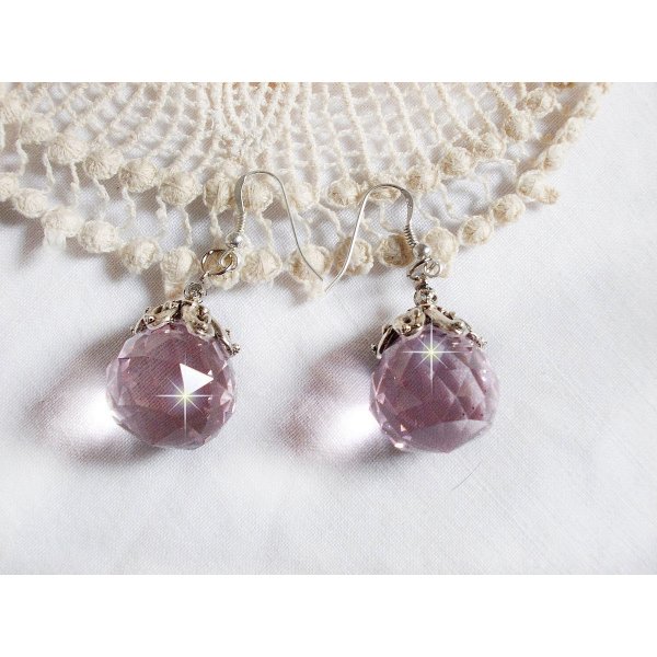 BO Rose Iris&eacute;e con sfere di cristallo Swarovski e ganci per orecchie in argento 925/1000