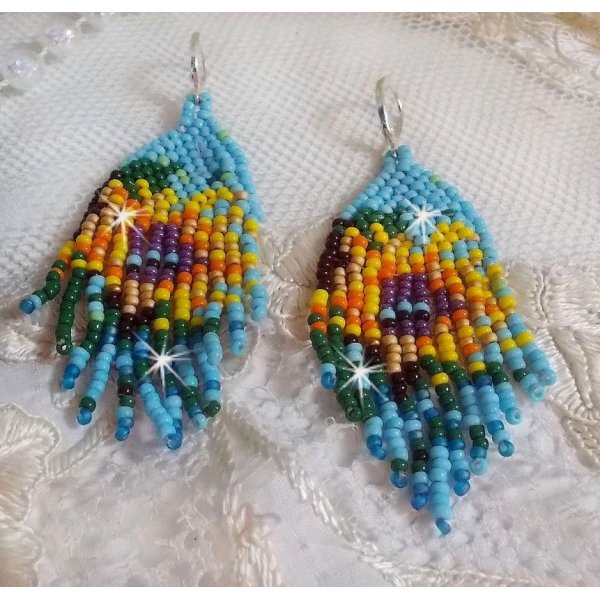 BO Girasole creato con rocce colorate di primavera e traversine d'argento 925/1000