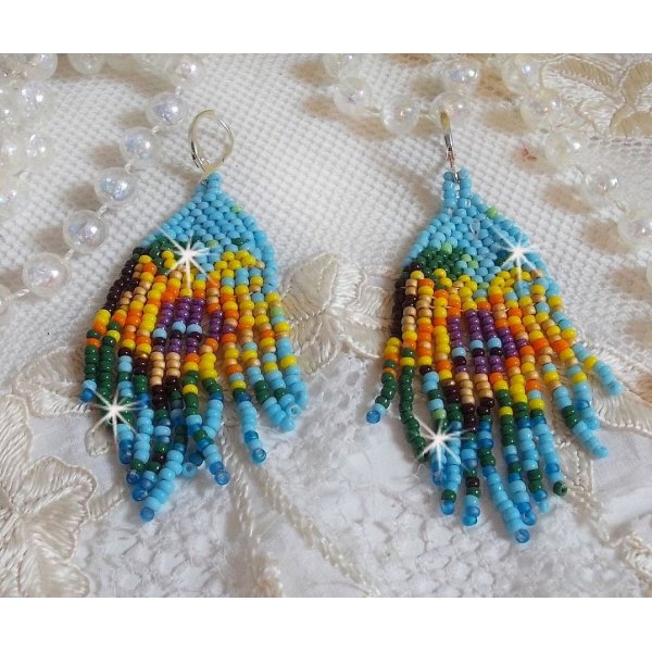 BO Girasole creato con rocce colorate di primavera e traversine d'argento 925/1000