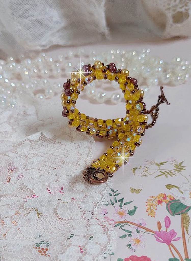 Bracciale di perle Soleil con perle di vetro e sfaccettature