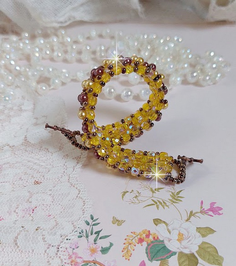 Bracciale di perle Soleil con perle di vetro e sfaccettature