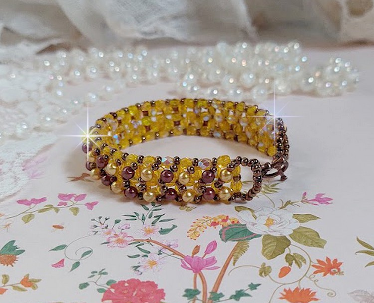 Bracciale di perle Soleil con perle di vetro e sfaccettature