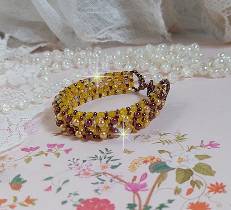 Bracciale di perle Soleil con perle di vetro e sfaccettature