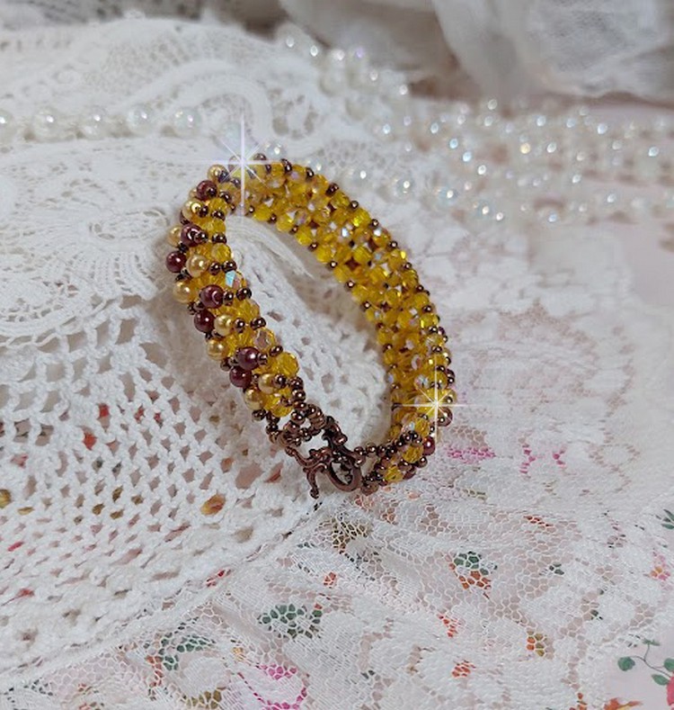 Bracciale di perle Soleil con perle di vetro e sfaccettature