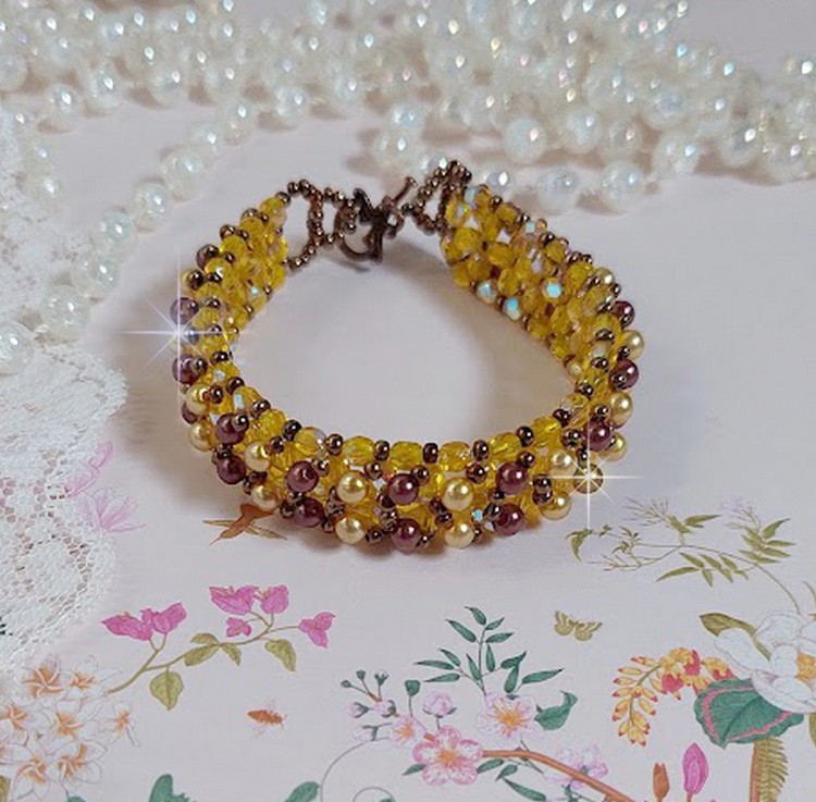 Bracciale di perle Soleil con perle di vetro e sfaccettature