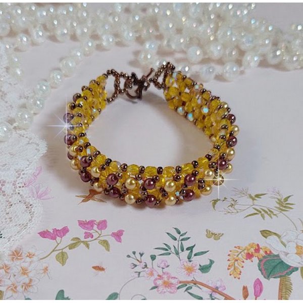 Bracciale di perle Soleil con perle di vetro e sfaccettature