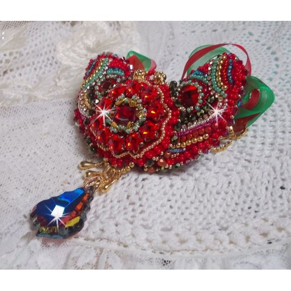 Collana Mia Haute-Couture Barocco/Vintage ricamata con cristalli Swarovski, placcata oro, perline di varie qualit&agrave;