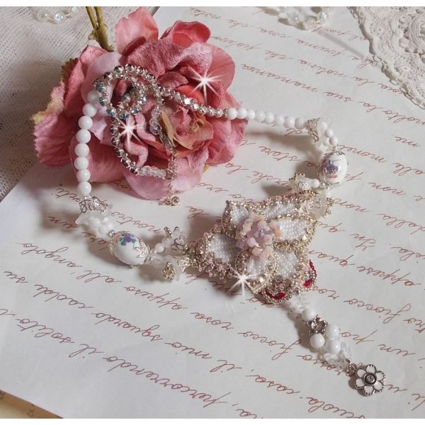 Collier Nuit Etoil&eacute; avec des perles semi-pr&eacute;cieuses et Cristaux de Swarovski